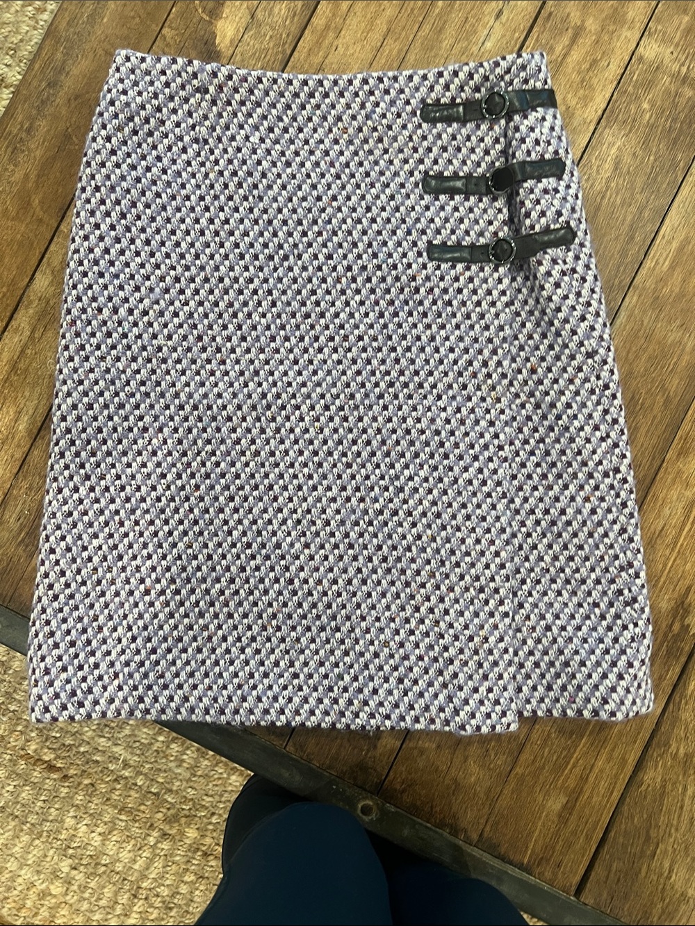 Milly tweed wrap skirt with buckles size 4